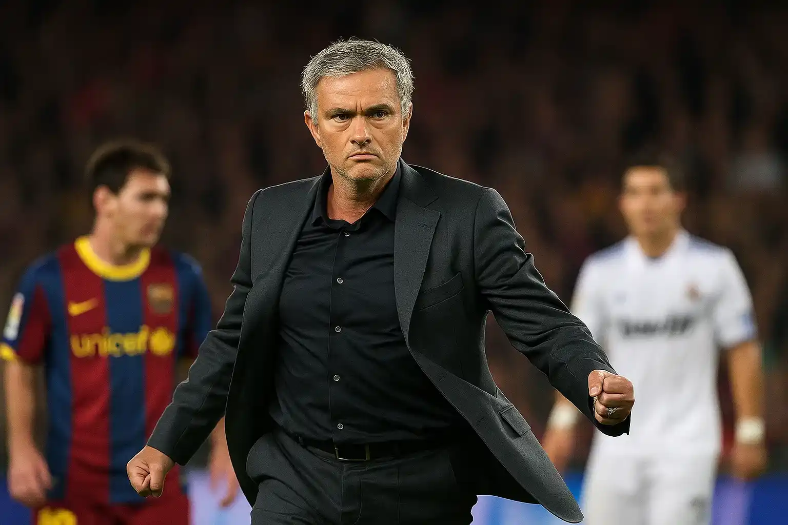 Jose Mourinho trong trận Siêu kinh điển căng thẳng với Barcelona